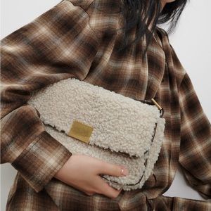 Zara Cream Coloured Shearling Shoulder Bag